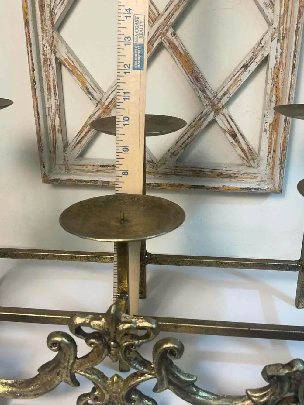 Hollywood regency Ornate Gold Metal 6-Candle Candelabra Centerpiece home staging